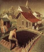 Grant Wood Town Spring oil